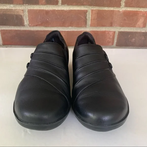 Clarks Channing Haley black leather slip on loafers Women's size US 8.5 M - Picture 4 of 10